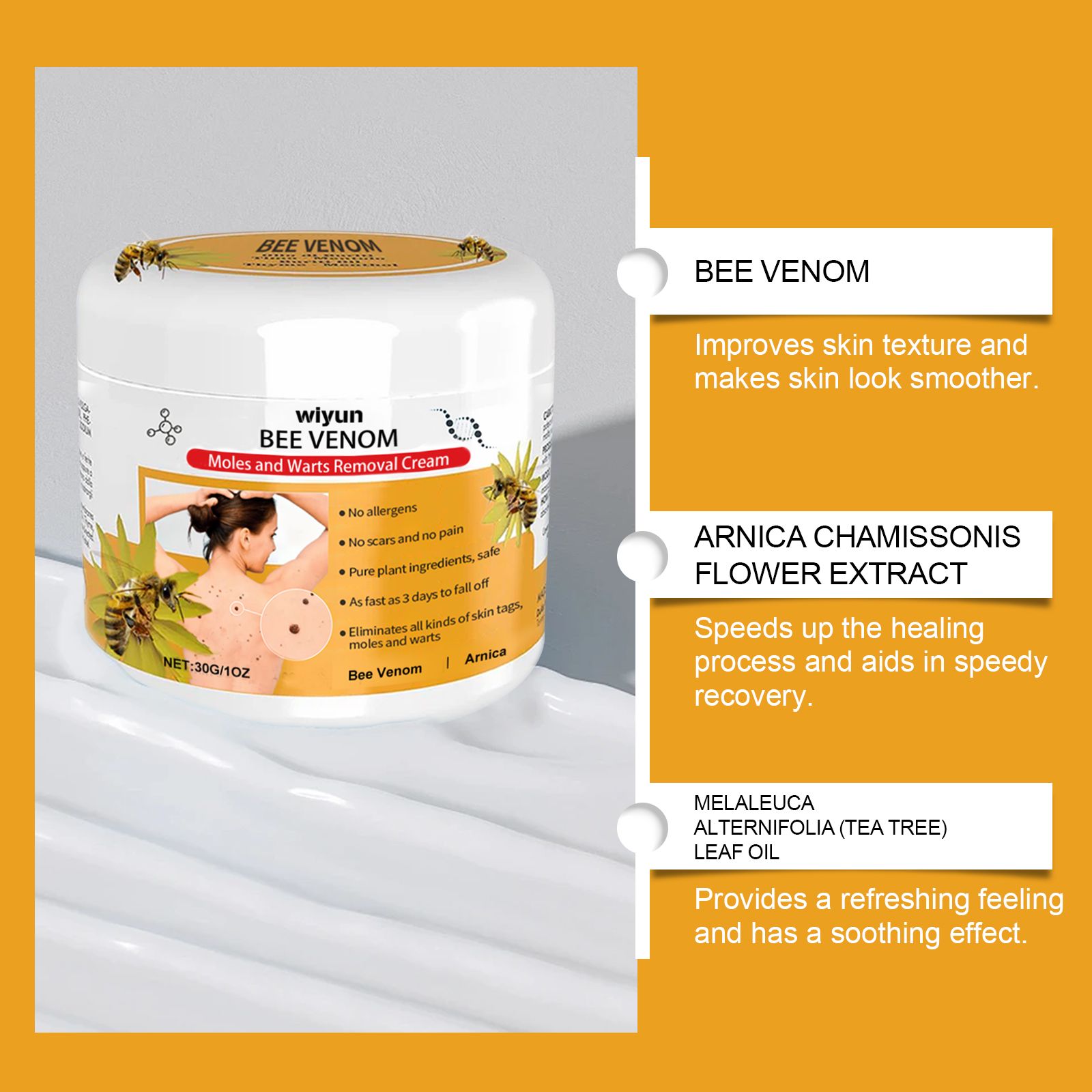 Bee Venom Skin Tag Remover Cream Gentle Cleansing For Warts And Skin Tags Daily Care