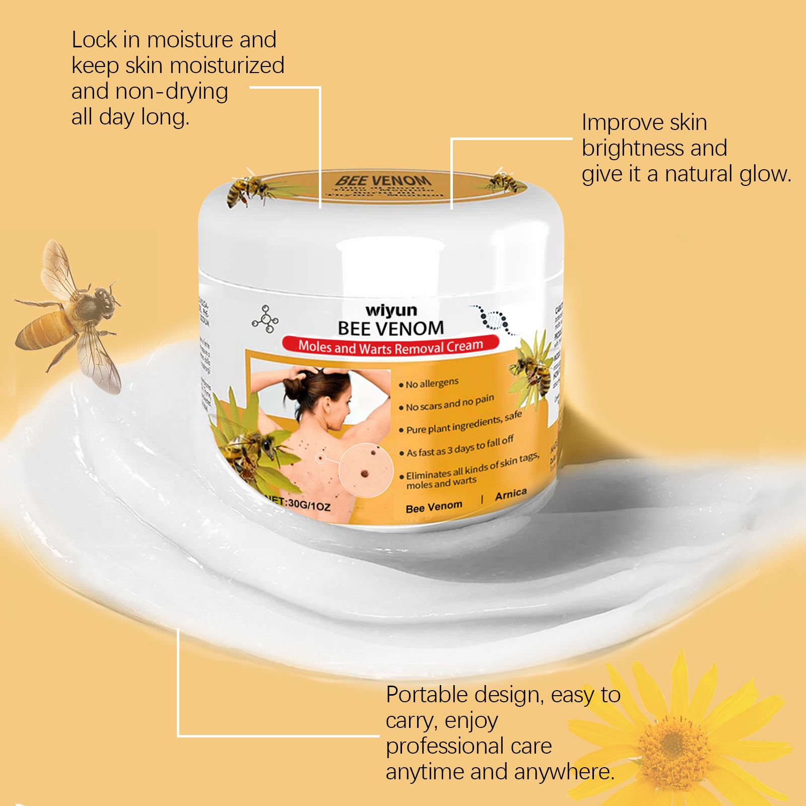 Bee Venom Skin Tag Remover Cream Gentle Cleansing For Warts And Skin Tags Daily Care