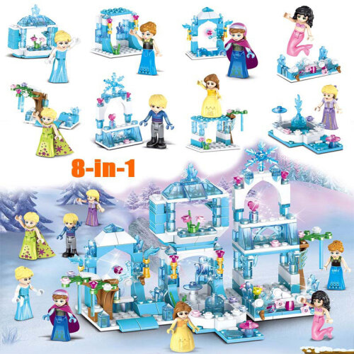 8 in1 Mermaid Ice Girl Castle Minifigures Compatible Toys Fit Lego