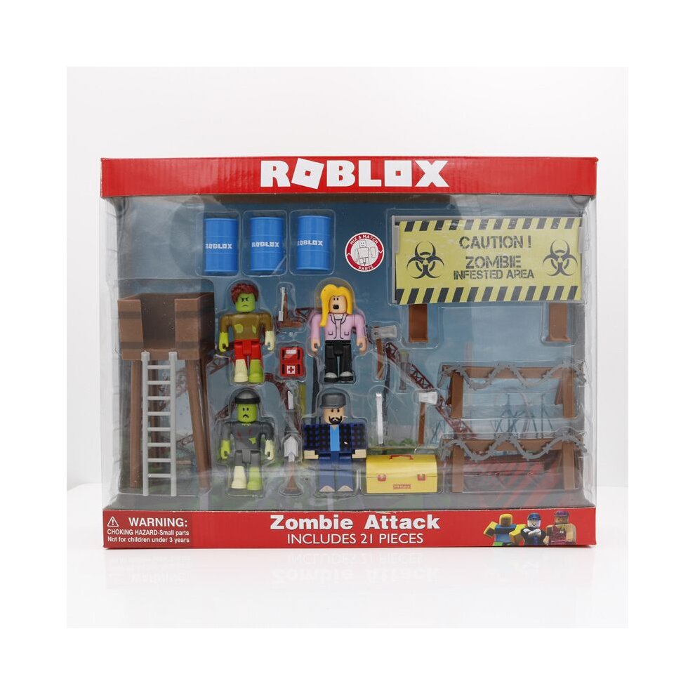 (Zombie Attack-Box Package) Roblox Game Figma Zombie Raids Action Figure Toy
