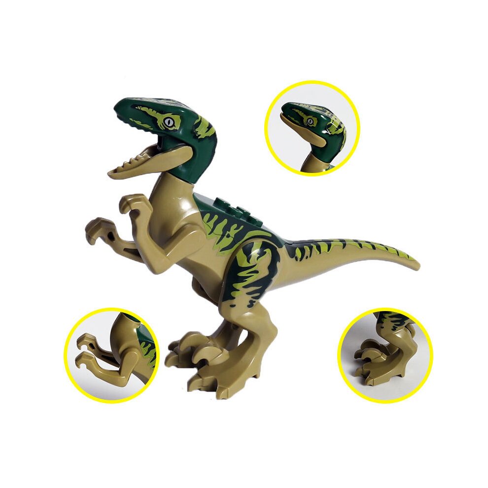 Jurassic Dinosaurs Minifigures Building Toys Playset 20 Pcs with Khaki Velociraptor Green Velociraptor Velociraptor Small Tyrannosaurus Rex Indominus Rex Tyrannosaurus Triceratops Tyrannosaurus Rex Stegosaurus Dilophosaurus Gifts for Kids
