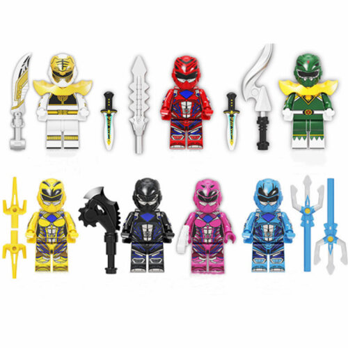 7Pcs Mighty Morphin Power Rangers Building Block Minifigures Toys Fit Lego