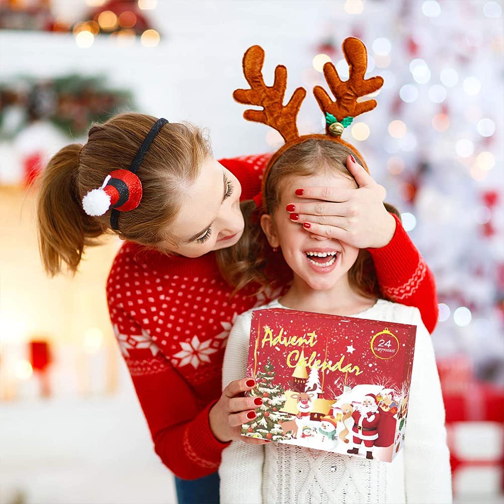 Christmas Advent Calendar 2022 Xmas 24 Days Countdown Christmas Tree Decorations Christmas Santa Elk Snowman Hanging Ornaments Pendants for Festive Holiday Surprises Gifts for Kids Girls Boy
