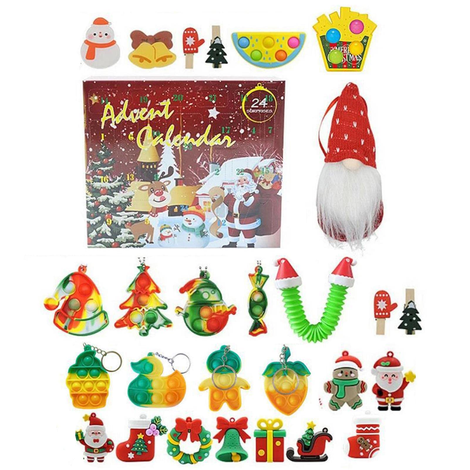 Advent Calendar 2022 Kids Mini Christmas Hanging Ornaments Kit 24 Days Countdown Calendar Plush Toys Box DIY Christmas Tree Decoration Xmas Fillers Party Favor Birthdays Surprise Gifts for Toddlers Kids Girls Boys