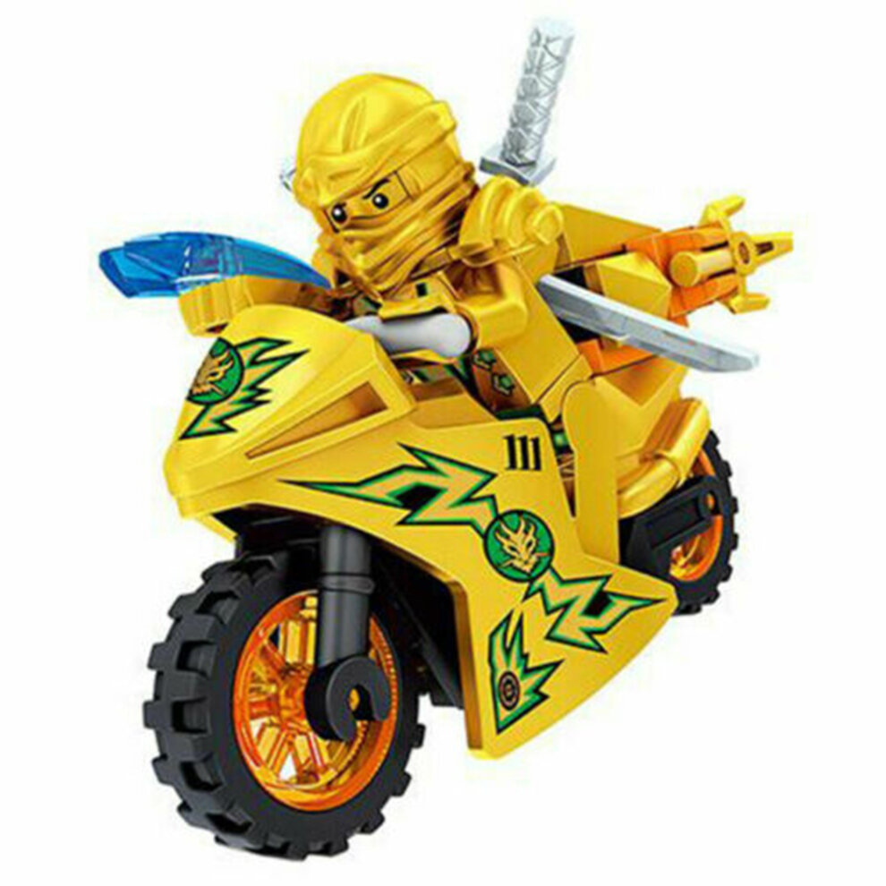 Ninja Minifigures Sets 8pcs Ninjago Motorcycle Action Figure Kits Building Blocks Toys for Boys and Girls Games Collection Adult Children Gifts Party Supplies Carnival Prizes