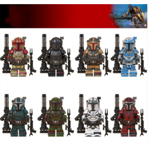 Star Wars Minifigures Building Blocks Toys Set Compatible Lego Clone Wars Mandalorian Troopers Action Figures with Weapons 8pcs Pack for Boys Kids Movies Fans Collection and Gifts Birthday Party Decoration Cake Toppers Moive Toy for Room Decor