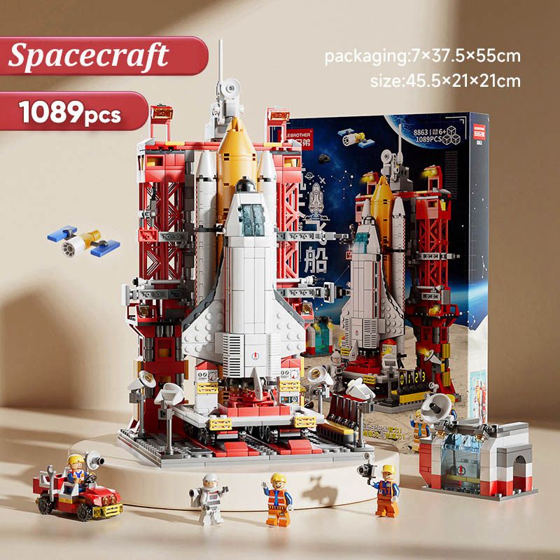 (Spacecraft 107 Pcs) DIY Spacecraft Building Blocks Assembling Bricks Launch Center Base Puzzle Model Set Bricks Toys For Children Boys Gift