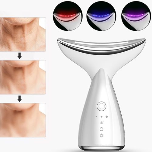 EMS Thermal Neck Massager Lifting Tighten 3 Colors Led Photon Neck Wrinkle Removal Electric Microcurrent Reduce Double Chin Home Beauty Instrument Kit