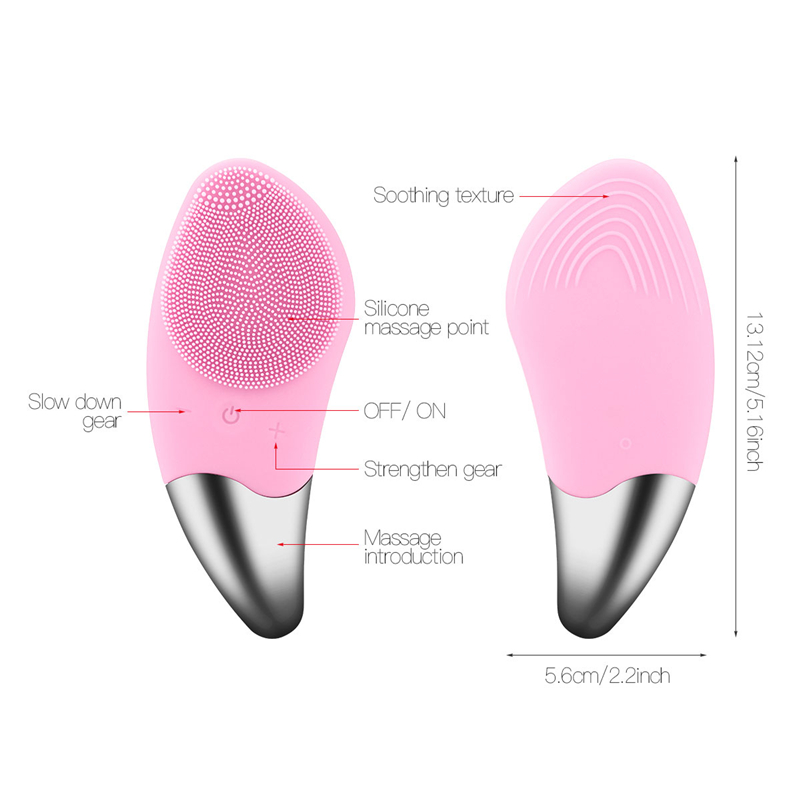 (Green) Electric Facial Cleansing Brush Silicone Sonic Face Cleaner Mini Face Cleaning Brush Device Deep Pore Cleaning Skin USB Recharge for All Skin Types