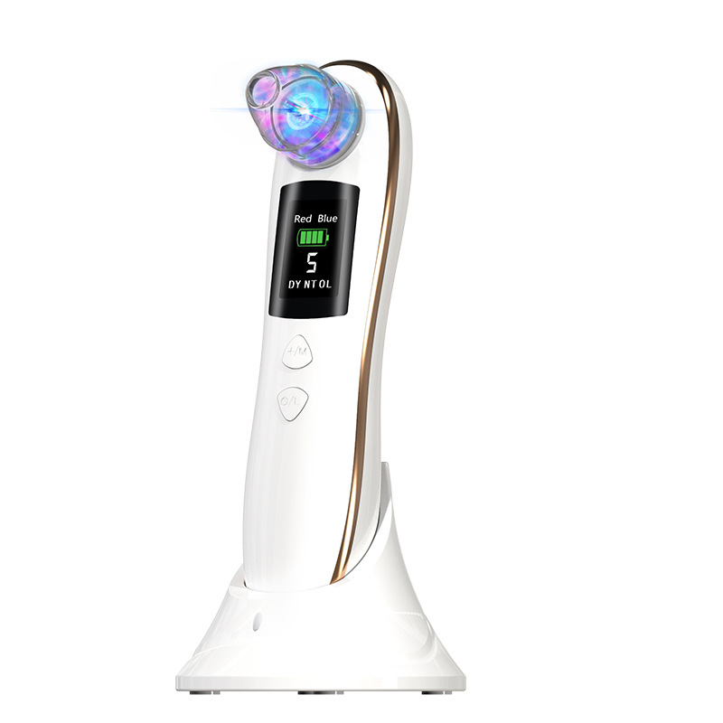 (White) Electric Blackhead Remover Vacuum Acne Cleaning Tools Face Pore Cleaner Extractor Facial Skin Care 6 Suction Heads