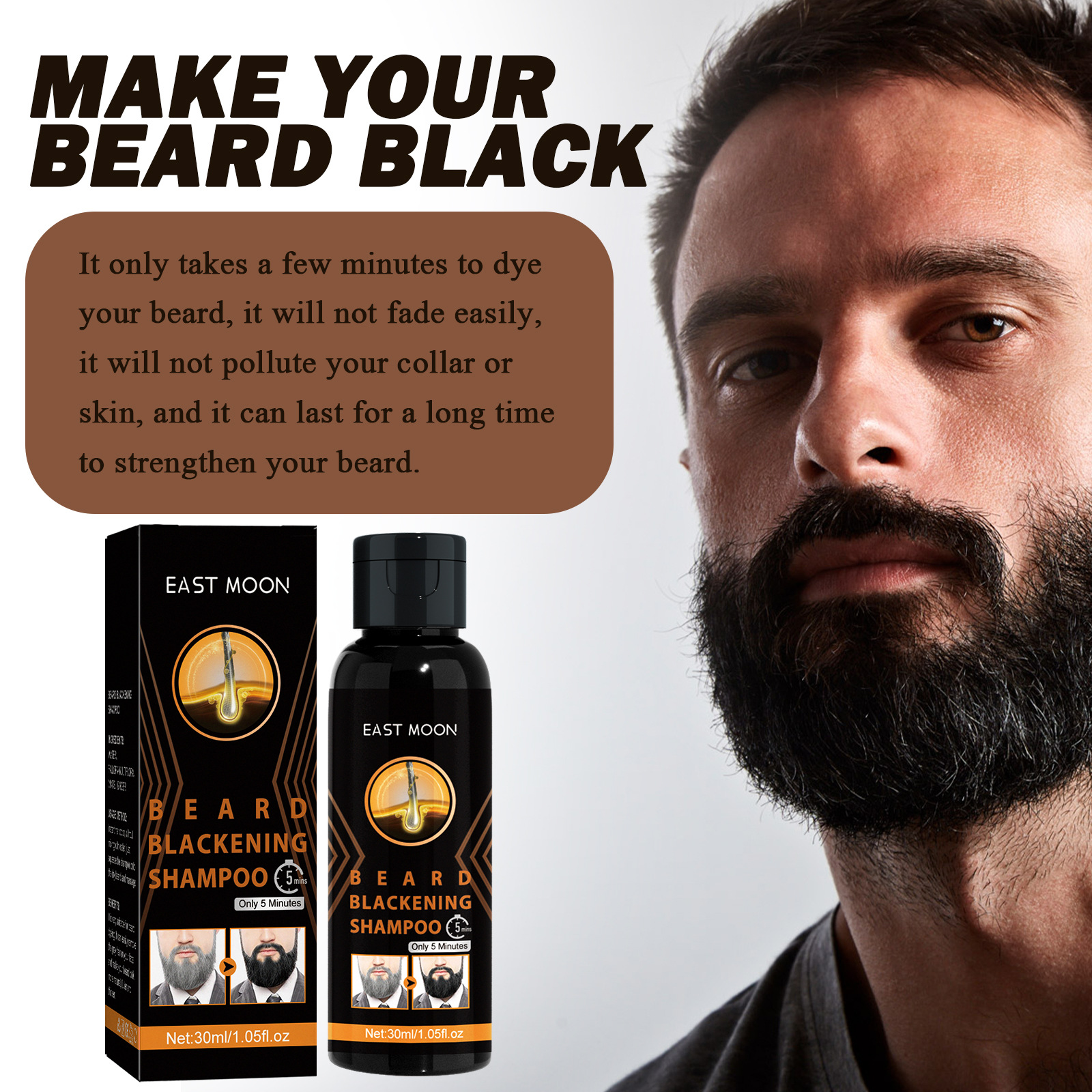 Hair Blackening Beard Shampoo Gray White Treatment Repair Nourish Natural Irritate Gray Covers Anti Loss Hair Care For Men Women