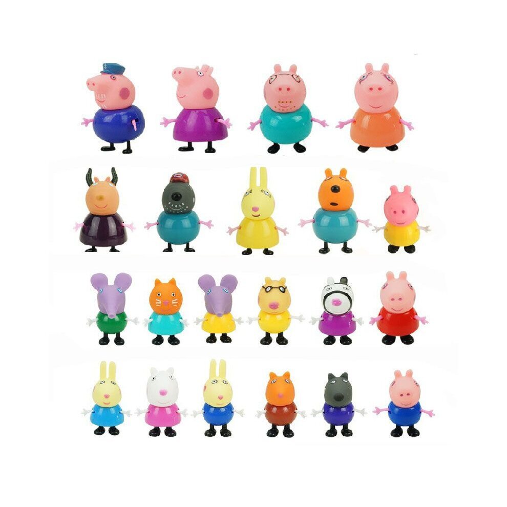 Peppa Pig Family Friends Figures Set Emily Rebecca Suzy Action Figures Toys Kids Cake Topper Party Cake Decoration Birthday Xmas Gift