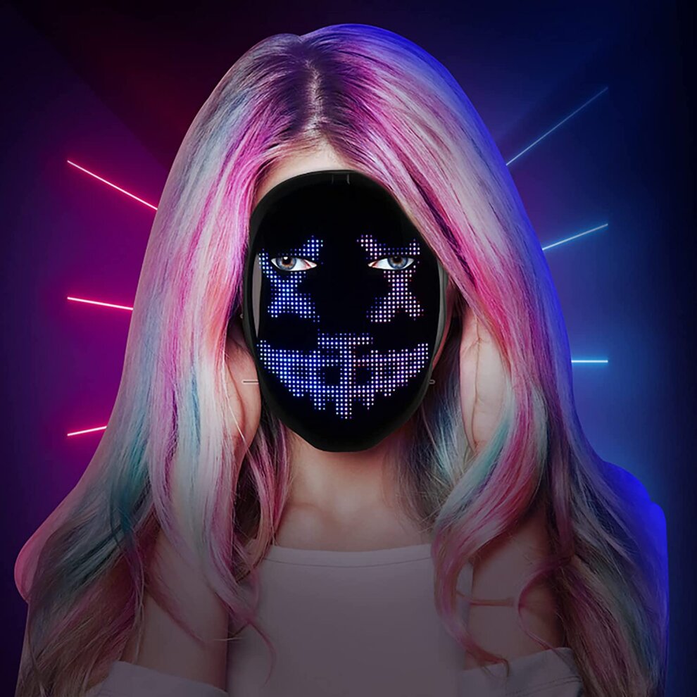 LED Mask Programmable App Control Halloween Costume Party Rave Club