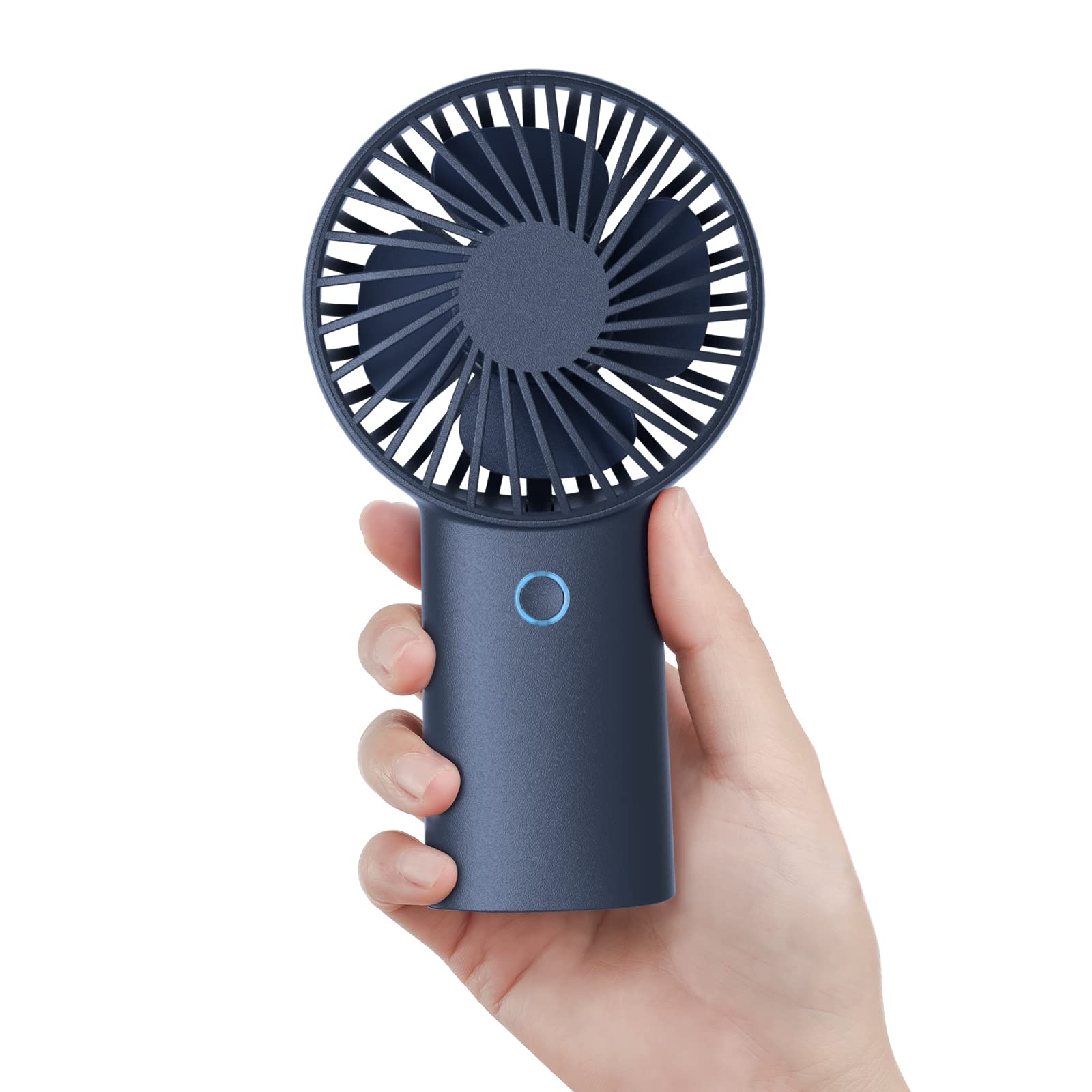 Mini Hand Fan USB Rechargeable with 3 Speeds for Travel Commute Picnic Office Blue