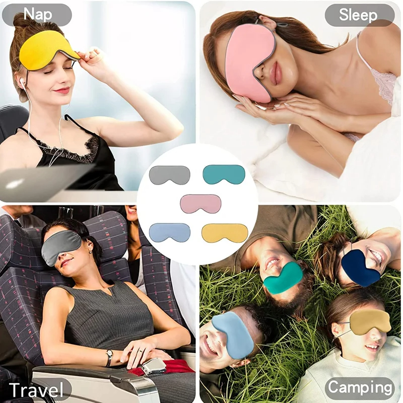 (Grey) Sleep Eye Mask Shading Relief Eye Fatigue Double-Sided Available Breathable Blindfold Eye Patch Eyeshade Protable Unisex