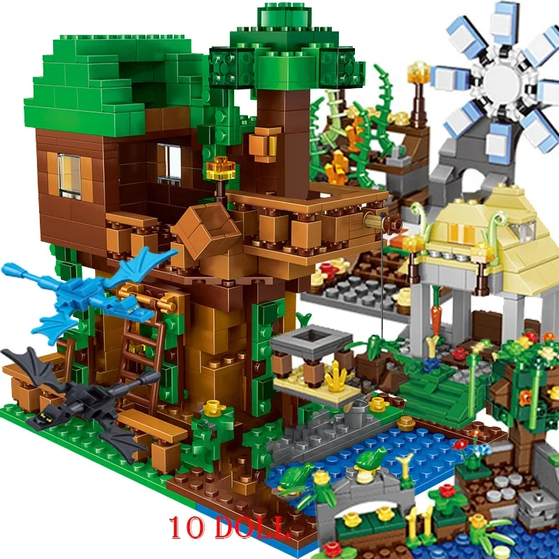 Minecraft Building Toy Set Windmill Treehouse Blocks Build Construction Toys for Boys and Girls Gift Idea for Kids Fit Lego