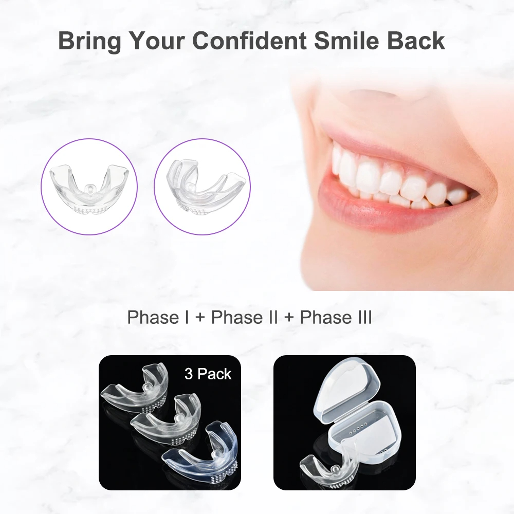 (Three in one set) Teeth Corrector Tooth Orthodontic Trainer Fake Braces Trainer for Teeth Alignment 3 Phases for Adults Tooth Care Tools