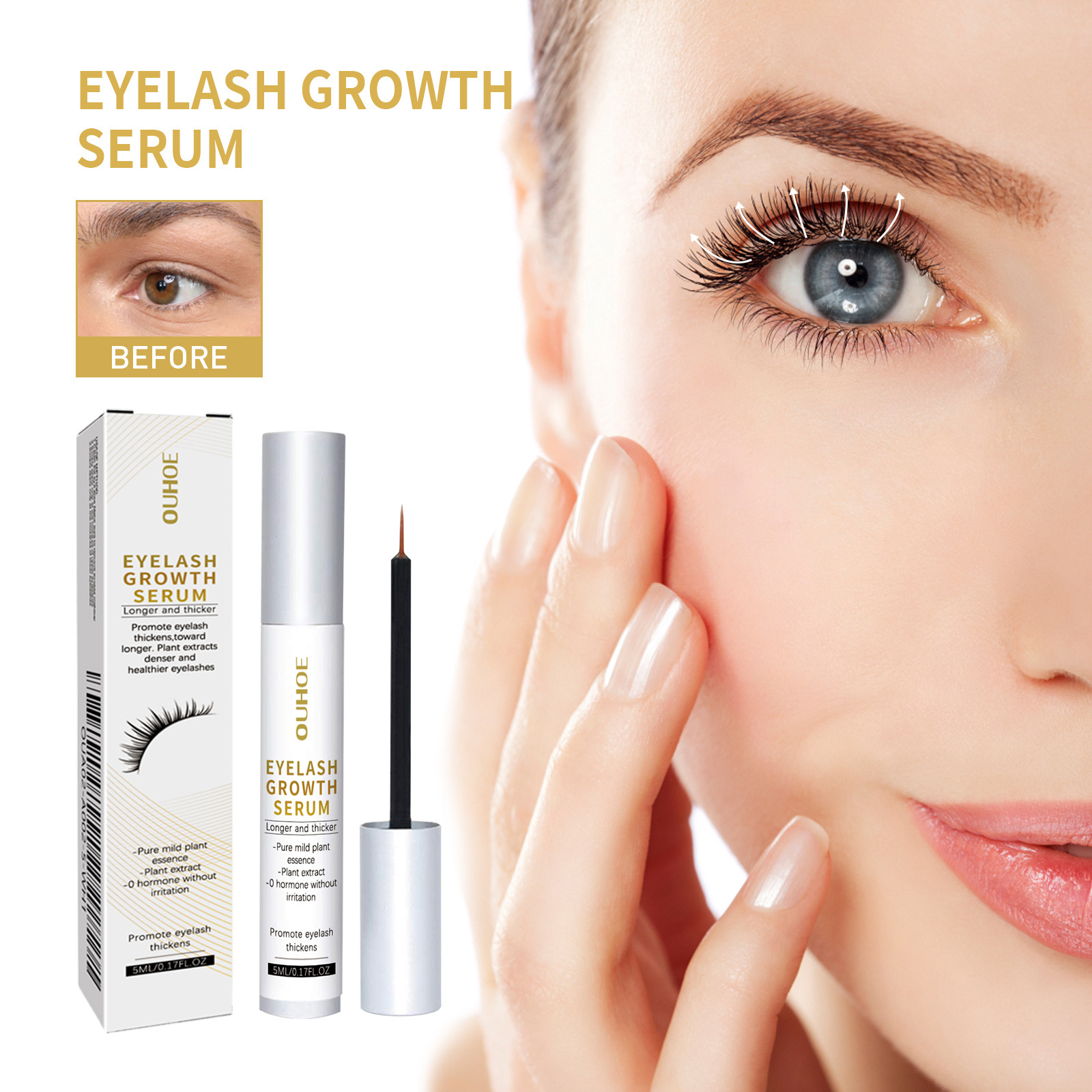 (3pcs) Mascara Eyelash Growth Serum Enhancer Moisturizing Beautiful Thick Long Black Curling No Irritating Natural Gentle Growth Enhancing Thickening Eyelash.