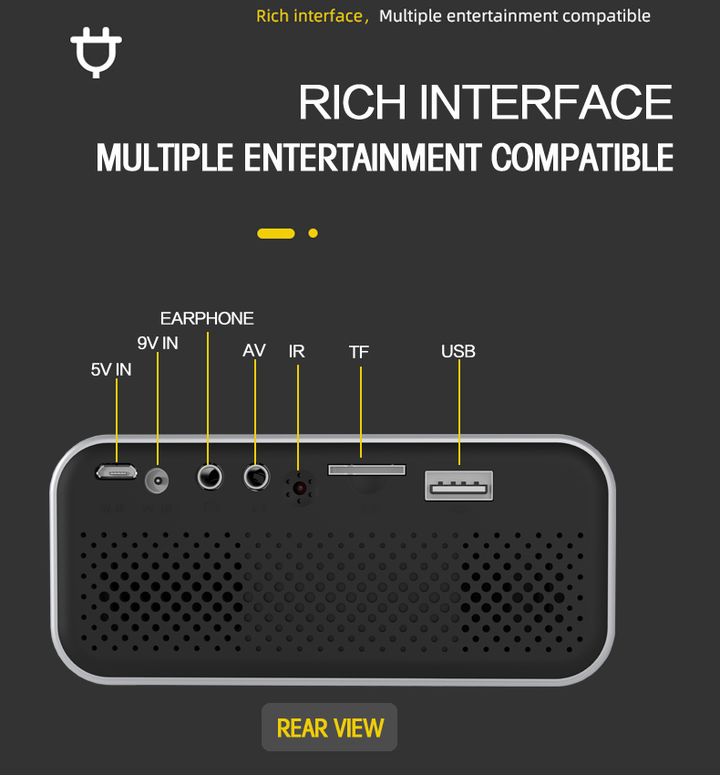 (White) Mini Projector Wireless Connection Phone Home Theater Cinema TV Portable For 4k Movies With Corded Same Screen Compatible with DVD TV Box TF USB Audio