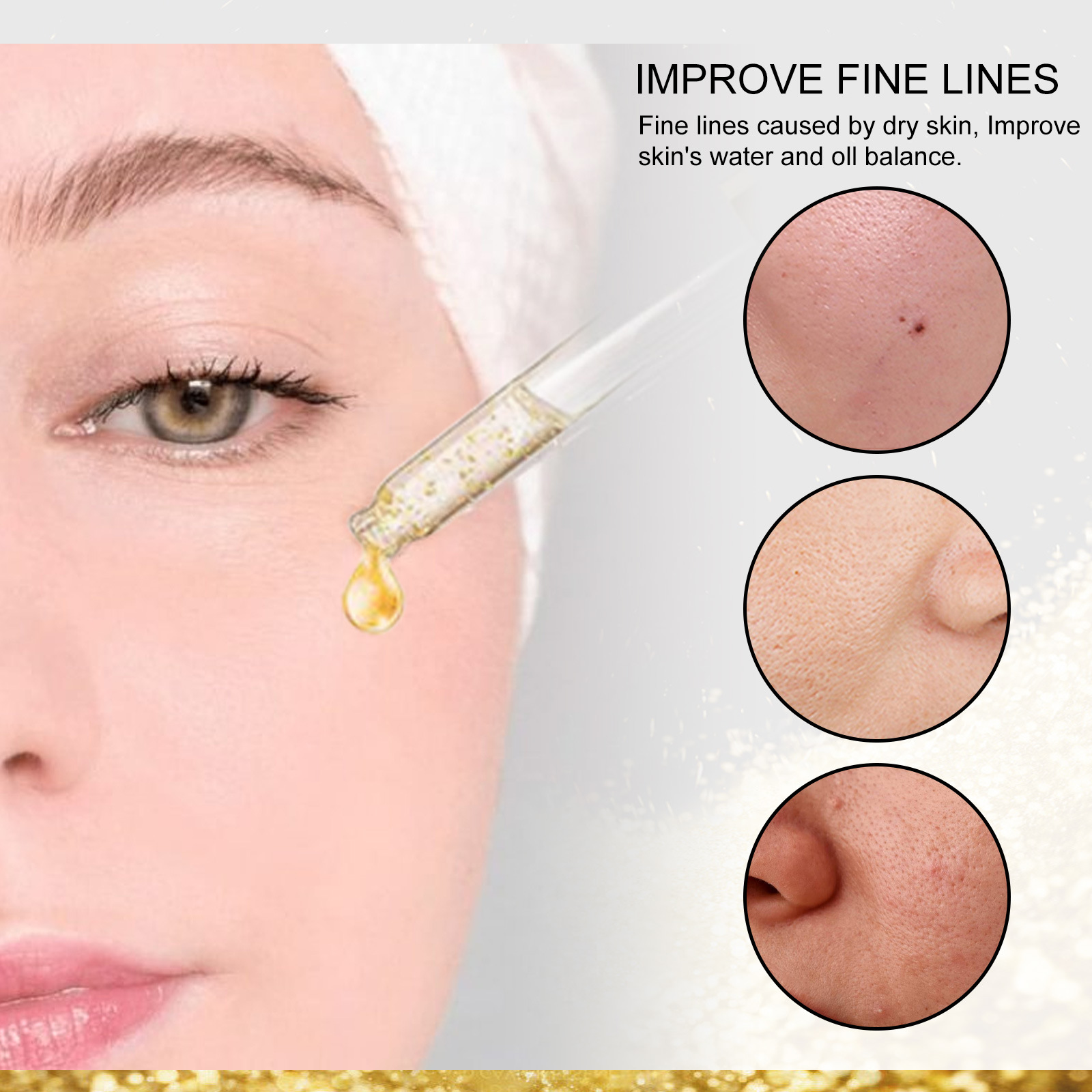 (1 PC) OUHOE 24k Gold Face Serum Moisturizing Brighten Skin Tightening Whitening Rejuvenate the Face Shrink Pores Nicotinamide Facial Serum Anti Aging Essence
