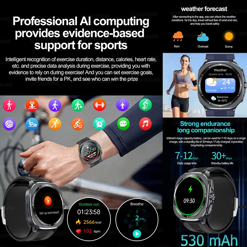 ECG Smart Watch Air Pump Sac True Accurate Blood Pressure Health Monitoring Airbag Sport Fitness