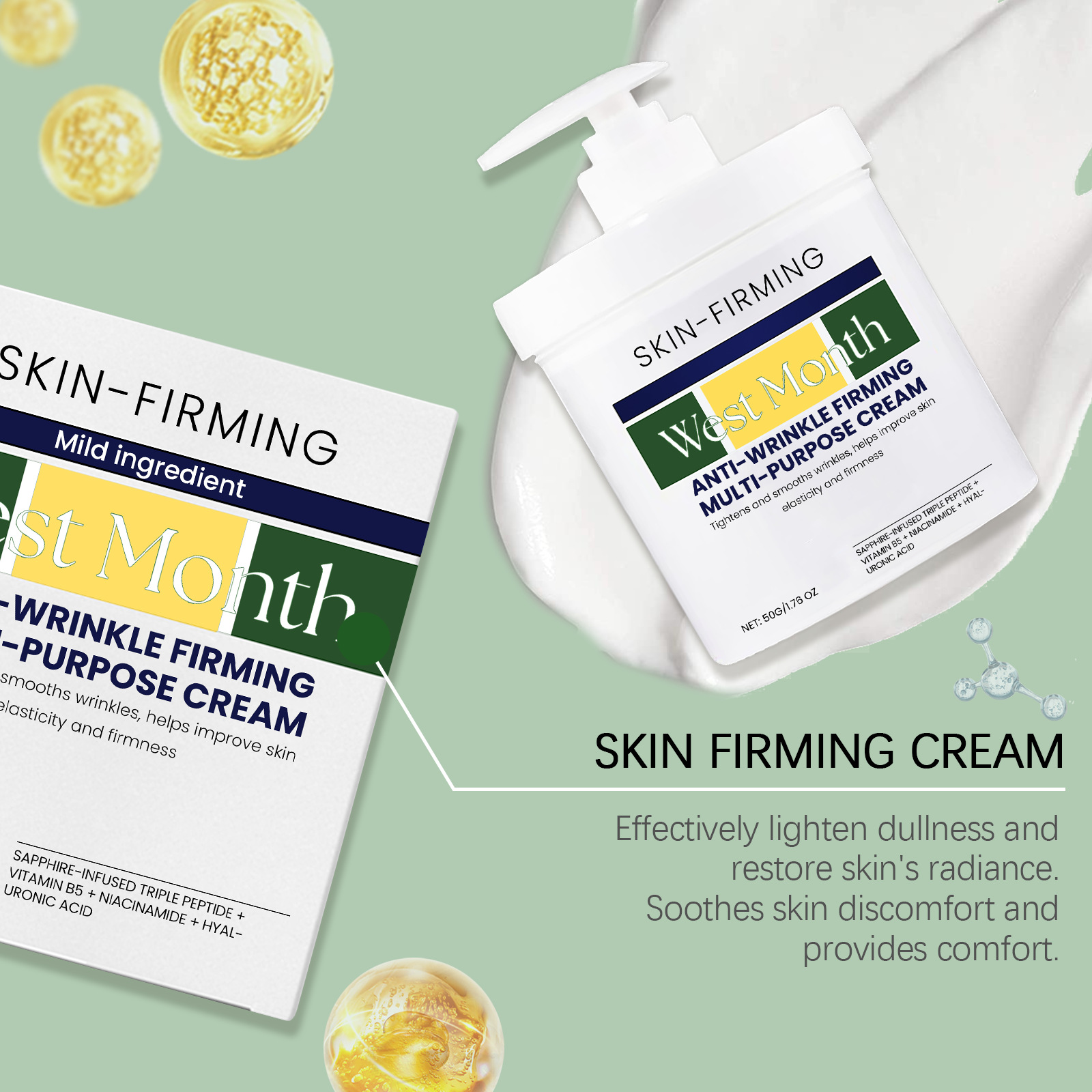 West Month Moisturizing Cream Firming Face Cream  Skin Hydrating Moisturizer Deep Fine Line Repair Lightening Tightening Lift Nourish Brighten Skin Care