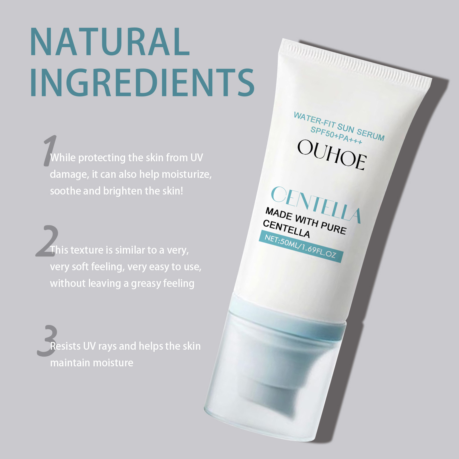 OUHOE Moisturizing Cream Facial Body Sunscreen Skin Protective Moisturizes Skin Summer Refreshing Brightening Facial Care Sunblock Cream 50ml