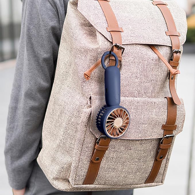 (Blue) Outdoor Pocket Fan Handheld Air Cooler Mini USB Charging Portable Summer Cooling Small Personal Cool Fans for Office Desktop