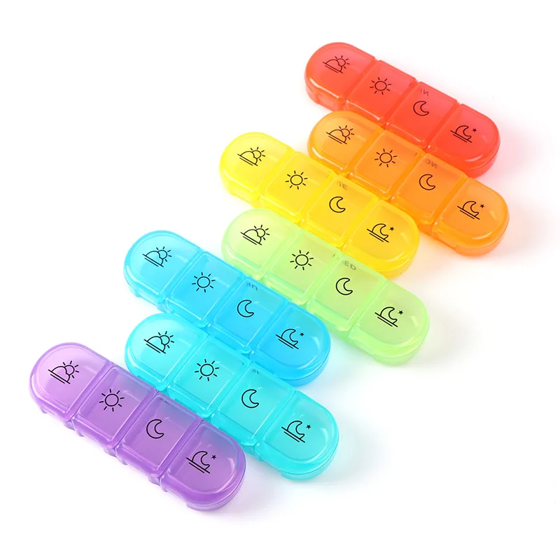 Pill Box 7 Days Pill Organizer Home Daily Medication Storage Container 28 Grids Medicine Box Portable Travel Large Compartments for Vitamins Medicine Fish Oils