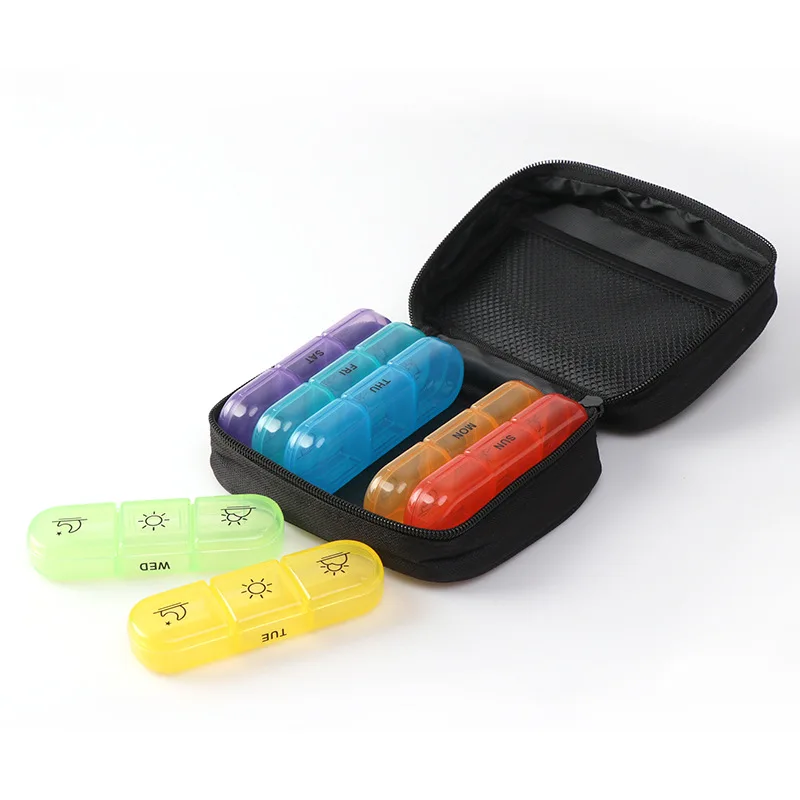 Pill Box 7 Days Pill Organizer Home Daily Medication Storage Container 28 Grids Medicine Box Portable Travel Large Compartments for Vitamins Medicine Fish Oils