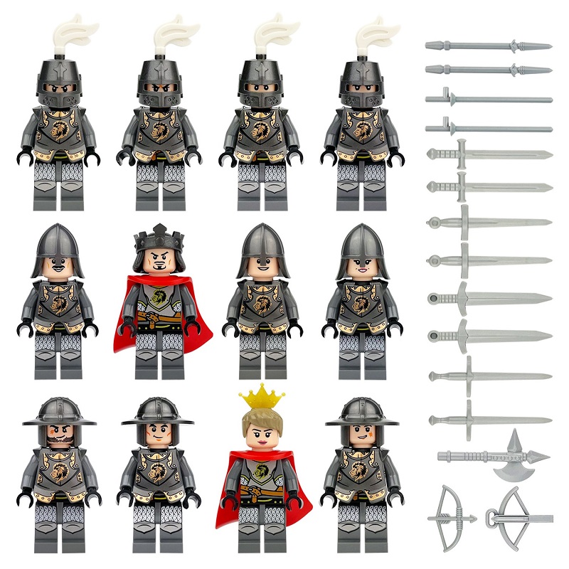 Building Blocks Series Medieval Army Trooper Minifigure Toy Soldiers Army Toys Collection Set Smooth Surface with Weapons and Helmet 