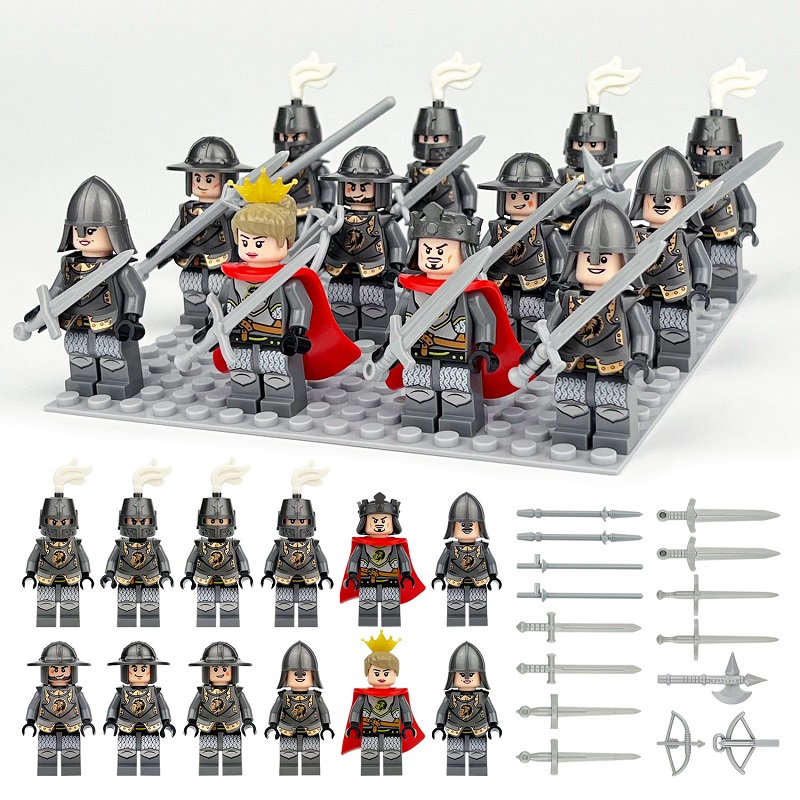 Building Blocks Series Medieval Army Trooper Minifigure Toy Soldiers Army Toys Collection Set Smooth Surface with Weapons and Helmet 