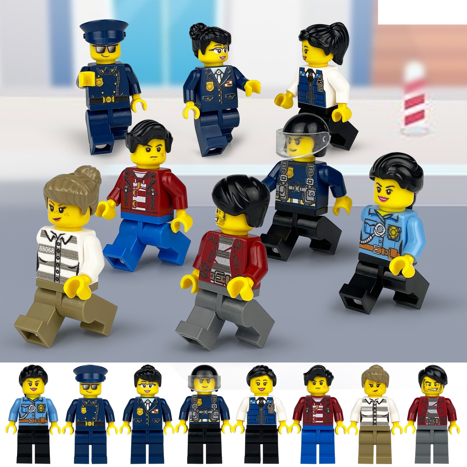 (Police B) Patrol Duty Police Building Blocks Set Toys with Other Accessories Collection Series Mini Figures Role Play Best Gifts for Kids