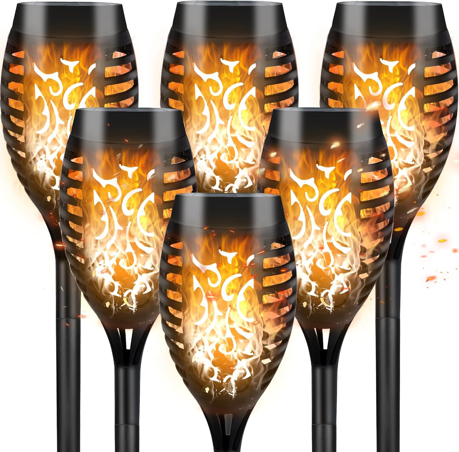 Solar Flickering Flame Lights 6 Pack Outdoor Garden Solar Lights Waterproof Torch Landscape Lighting for Patio Pathways Lawn Yard Decoration