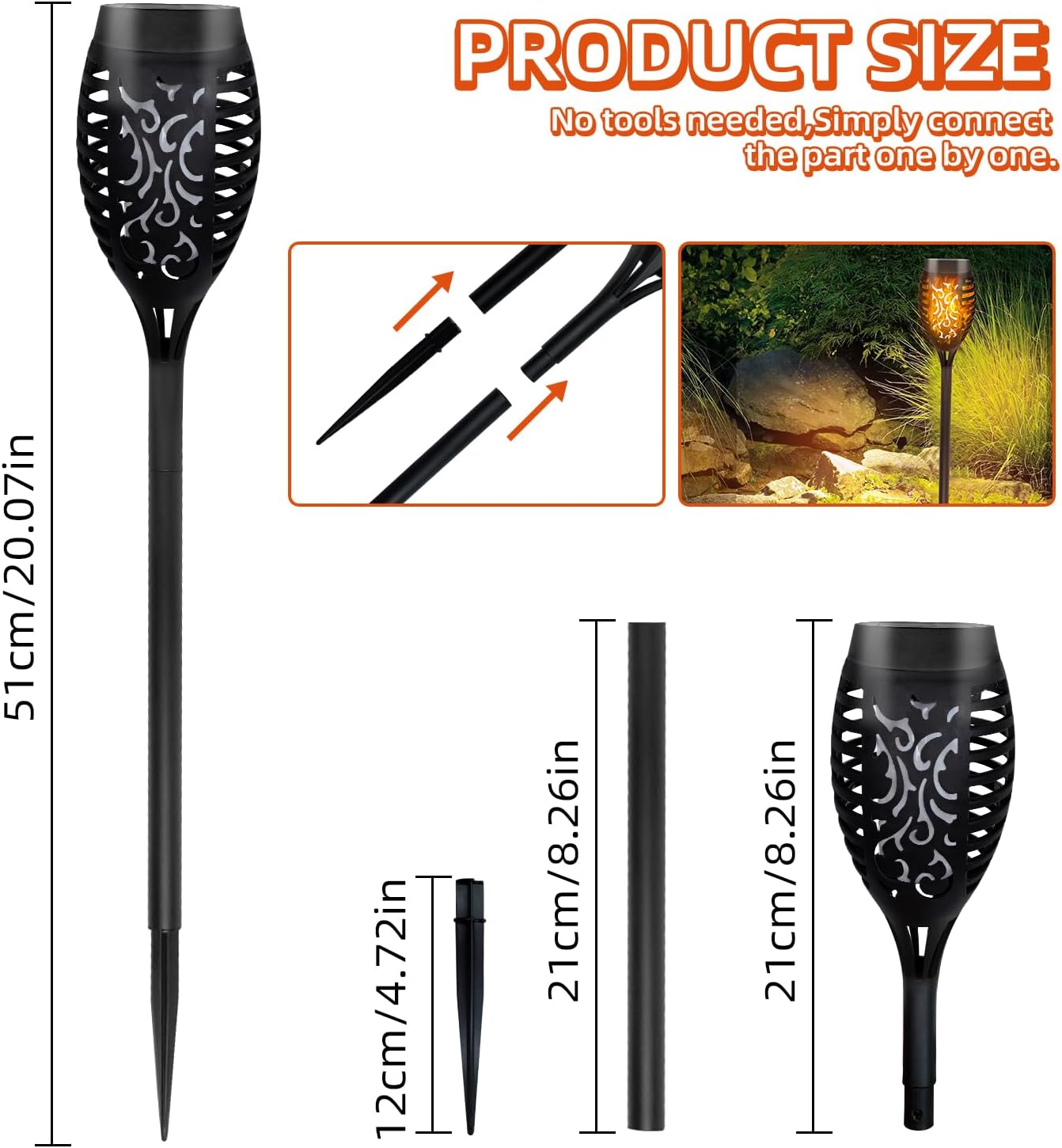Solar Flickering Flame Lights 6 Pack Outdoor Garden Solar Lights Waterproof Torch Landscape Lighting for Patio Pathways Lawn Yard Decoration