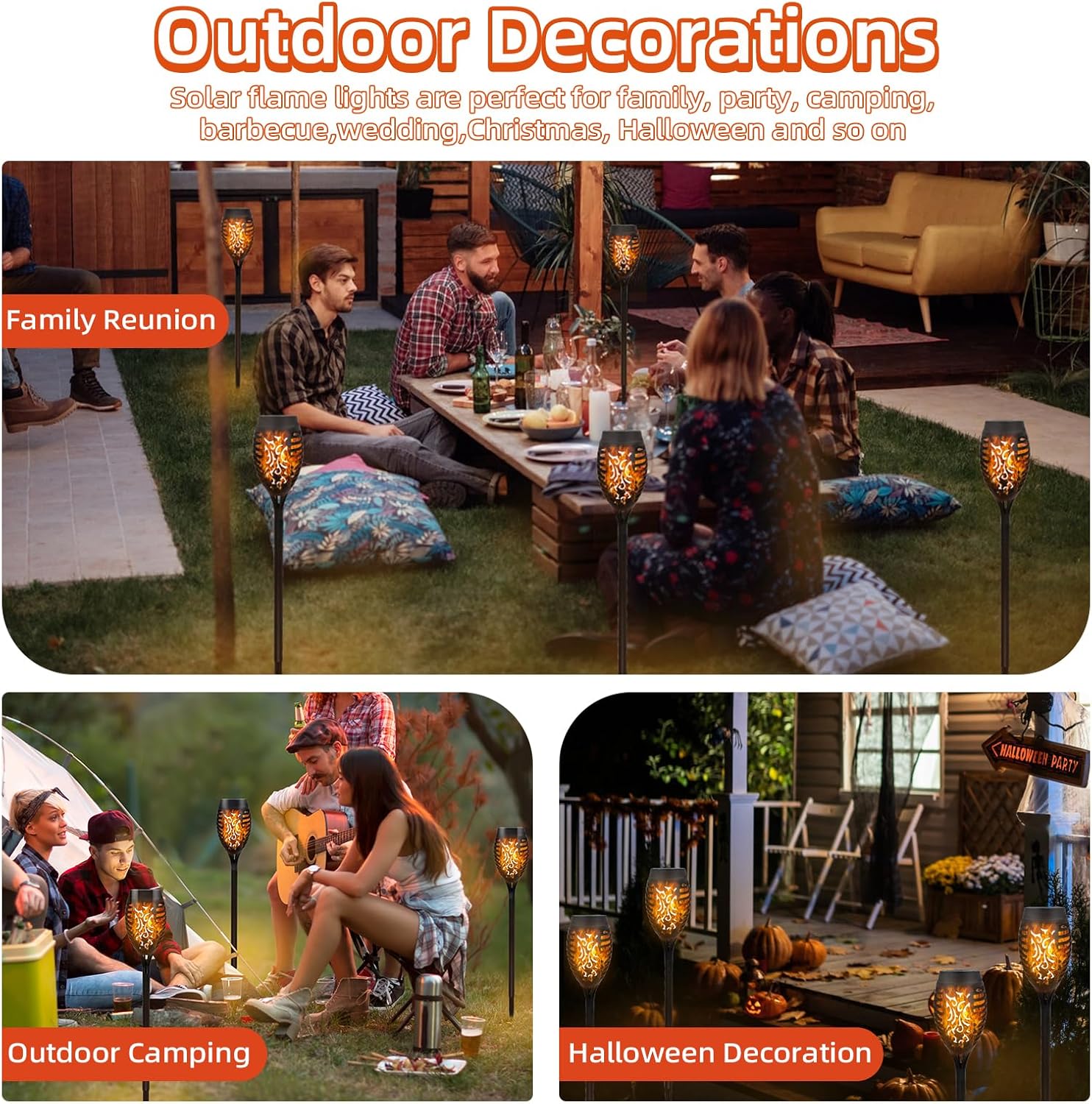 Solar Flickering Flame Lights 6 Pack Outdoor Garden Solar Lights Waterproof Torch Landscape Lighting for Patio Pathways Lawn Yard Decoration