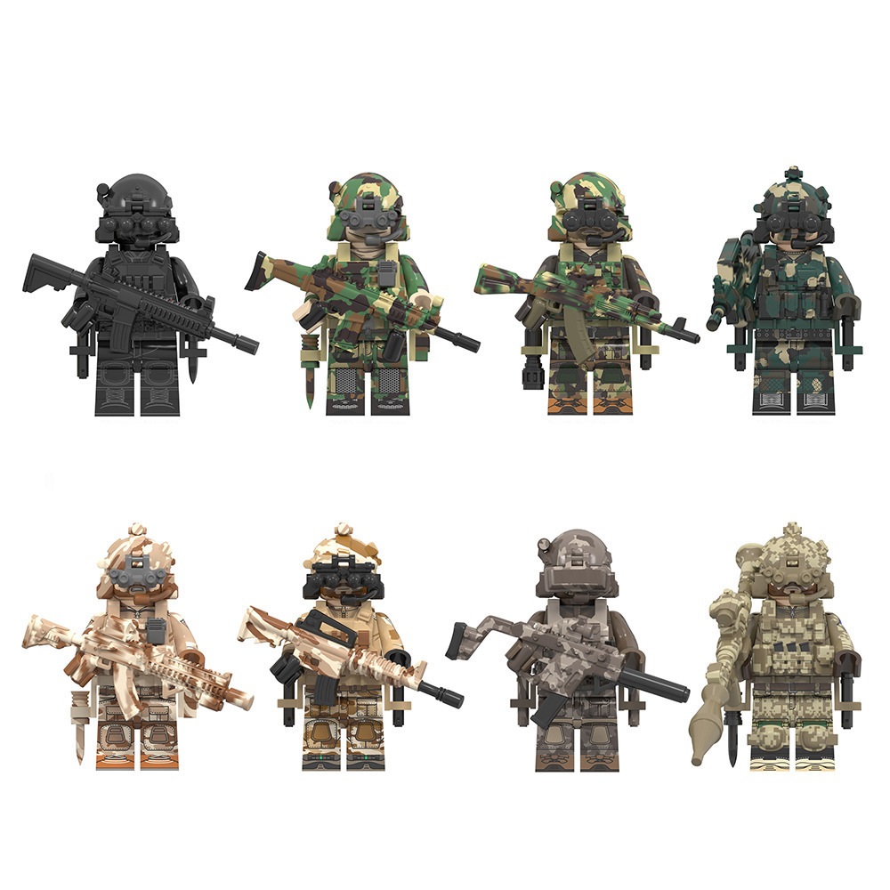(8 Pcs Soldiers) Special Operations Forces Mini figures Toys Soldiers Building Blocks with Helmets and Weapons Easter Gifts for Kids Fit Lego