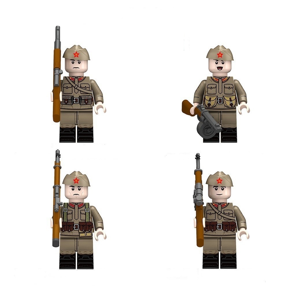 (4 Pcs Soldiers A) Military Weapon Building Blocks Toys Army Soldiers Set Camouflage Helmet Compatible with Major Minifigures Halloween for Kids