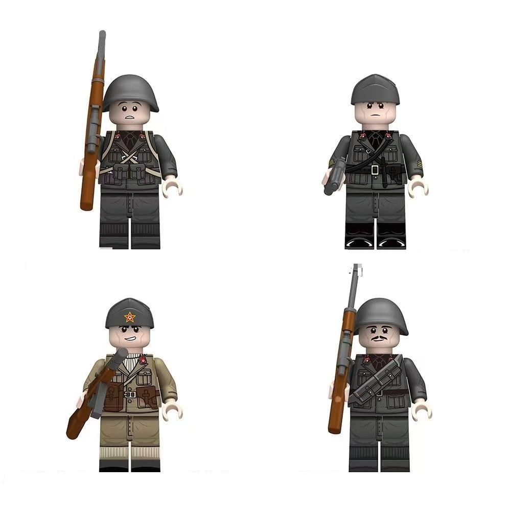 (4 Pcs Soldiers A) Military Weapon Building Blocks Toys Army Soldiers Set Camouflage Helmet Compatible with Major Minifigures Halloween for Kids