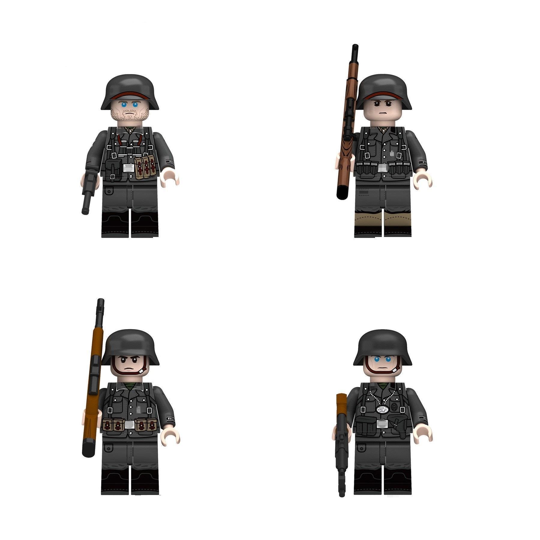(4 Pcs Soldiers A) Military Weapon Building Blocks Toys Army Soldiers Set Camouflage Helmet Compatible with Major Minifigures Halloween for Kids