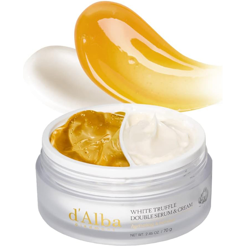 dalba Italian White Truffle Double Serum Cream Vegan Skincare 2-in-1 Face Moisturizer Vegan Collagen Skin Firming and Tightening Suitable for All Skin Types 70g