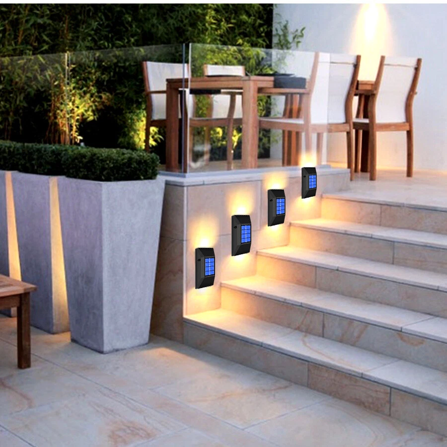  Solar Powered 6 LED Wall Lights Fence Outdoor Garden Patio Lamp Waterproof 2Pcs