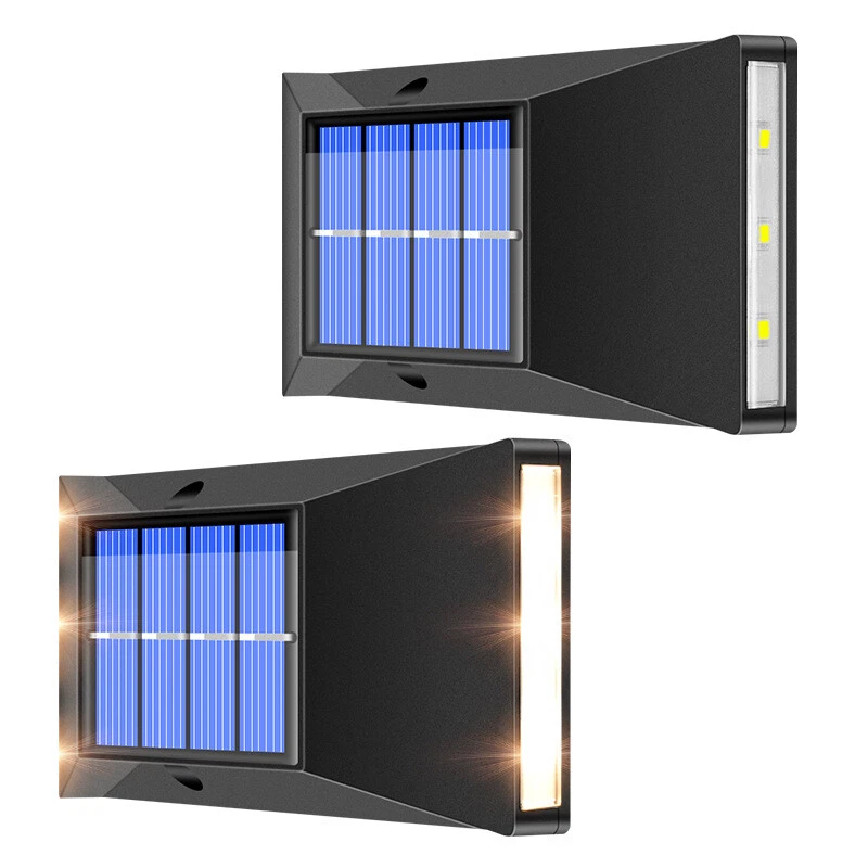  Solar Powered 6 LED Wall Lights Fence Outdoor Garden Patio Lamp Waterproof 2Pcs