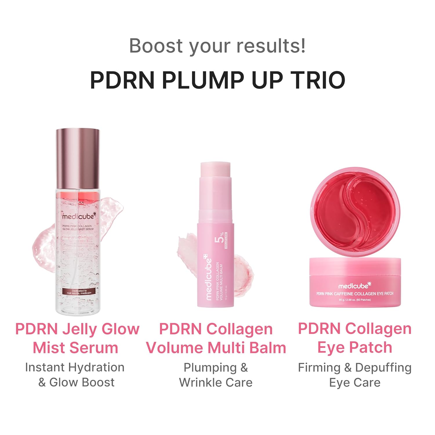 medicube PDRN Pink Collagen Volume Multi Balm Stick Volufiline NAD Collagen Face Body Balm Under-Eyes Neck Forehead Smile Lines Lips Plumping Beauty Care 10g