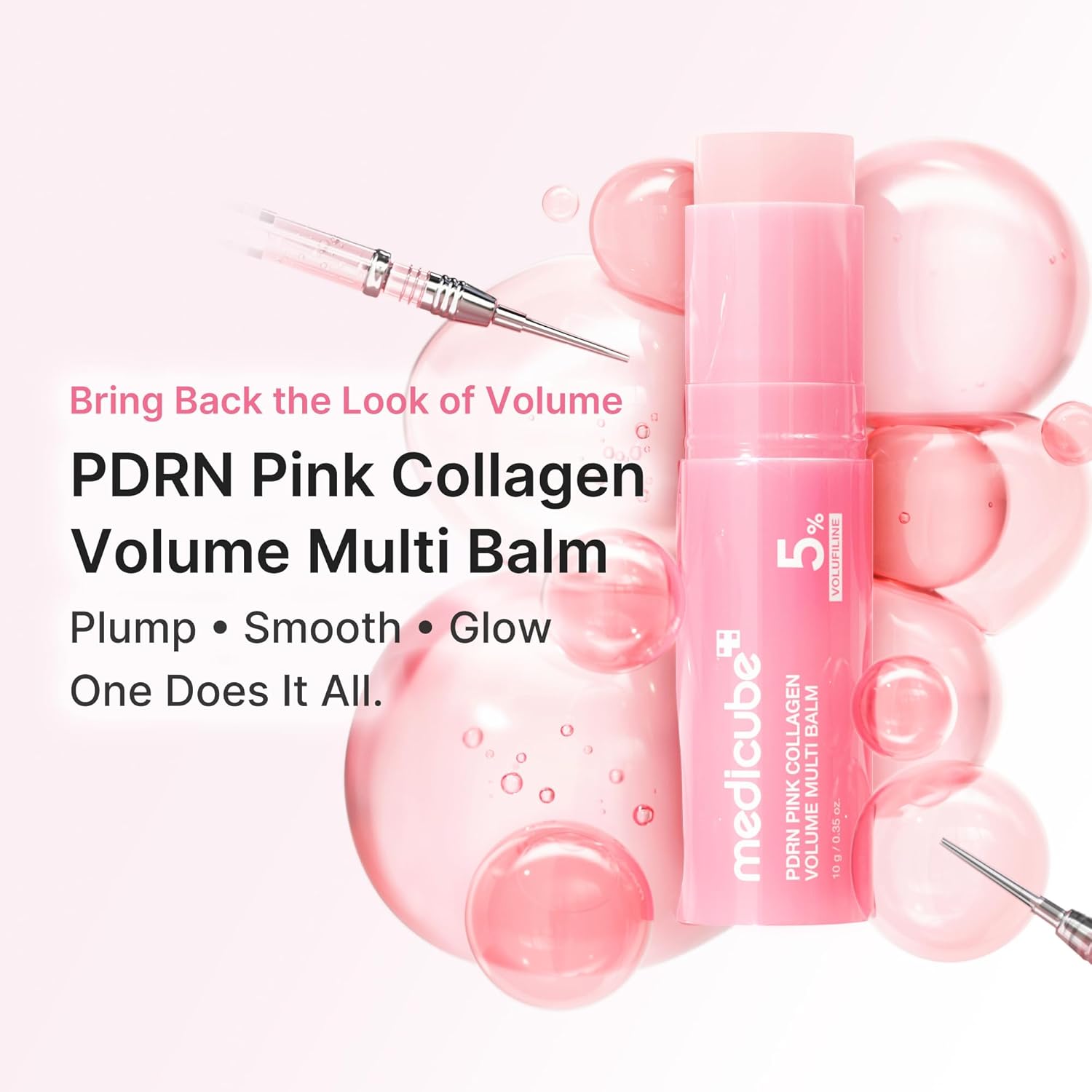 medicube PDRN Pink Collagen Volume Multi Balm Stick Volufiline NAD Collagen Face Body Balm Under-Eyes Neck Forehead Smile Lines Lips Plumping Beauty Care 10g