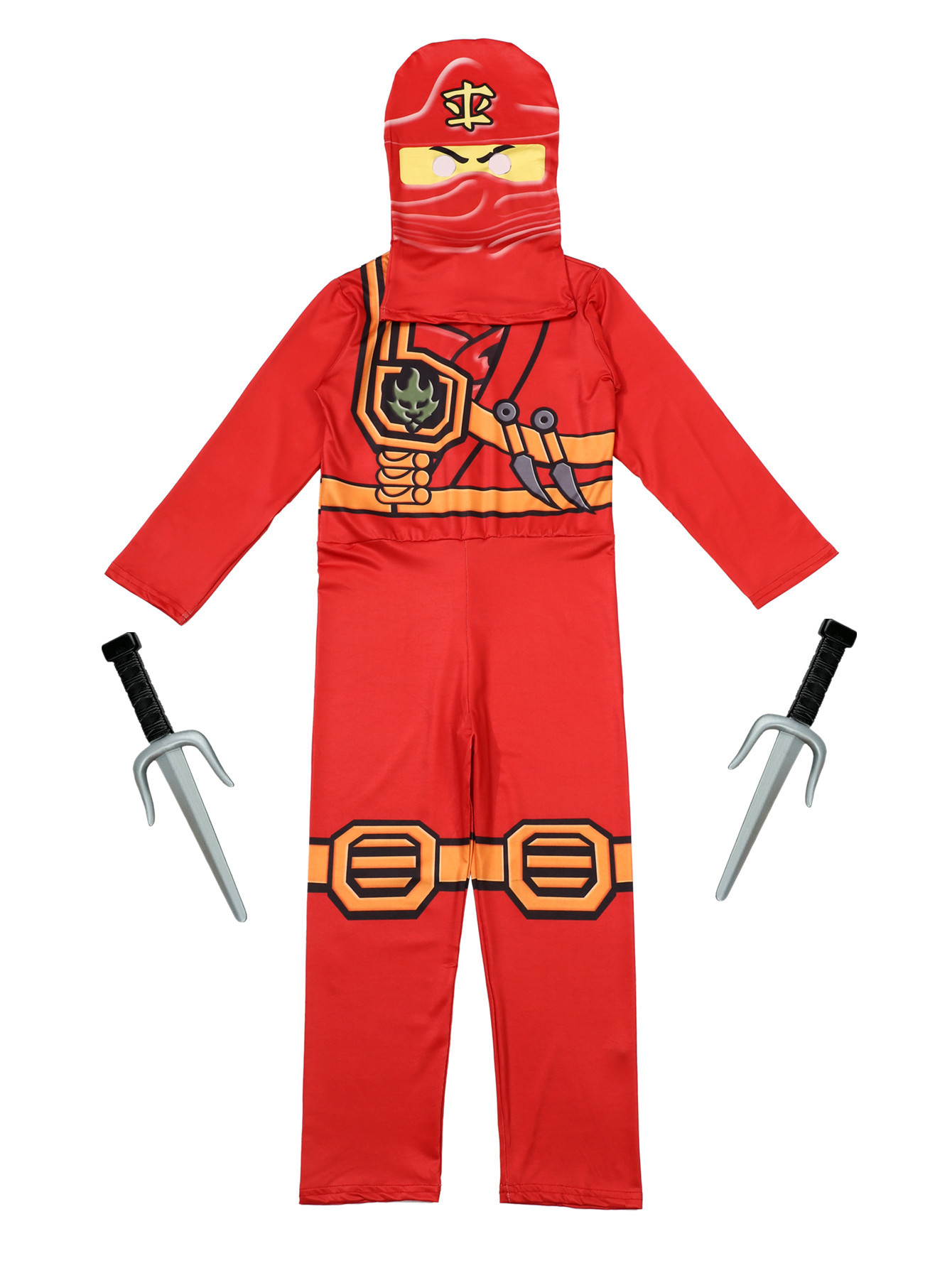 (120CM) Stealth Ninja Warrior Costume for Children Boys Girls Halloween Cosplay Party with Accessories Green/blue/red Carnival Costumes