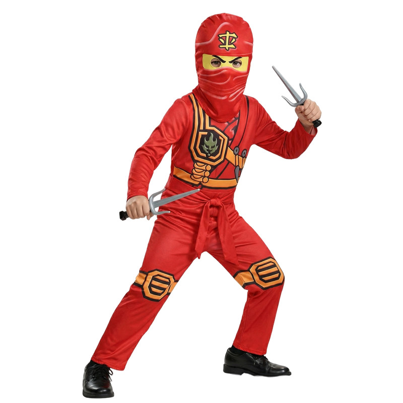 (120CM) Stealth Ninja Warrior Costume for Children Boys Girls Halloween Cosplay Party with Accessories Green/blue/red Carnival Costumes
