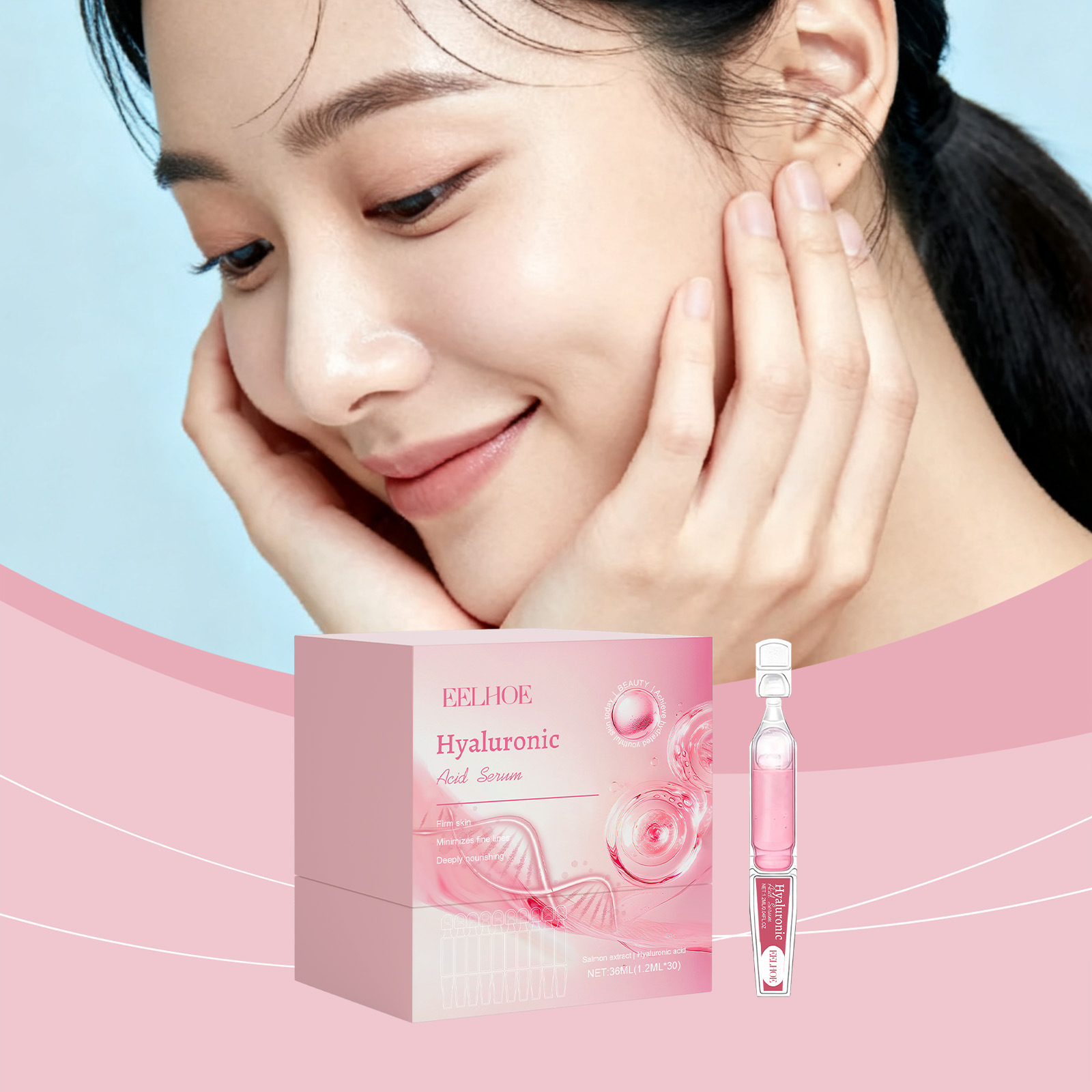 Hyaluronic Acid Ampoule Serum For Nourishing Hydrating Softening And Daily Facial Skin Rejuvenation Care