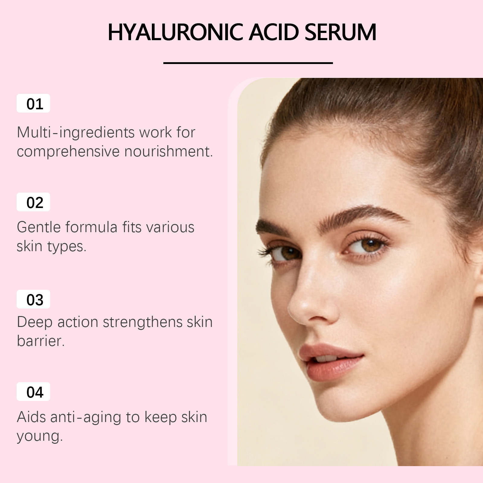 Hyaluronic Acid Ampoule Serum For Nourishing Hydrating Softening And Daily Facial Skin Rejuvenation Care
