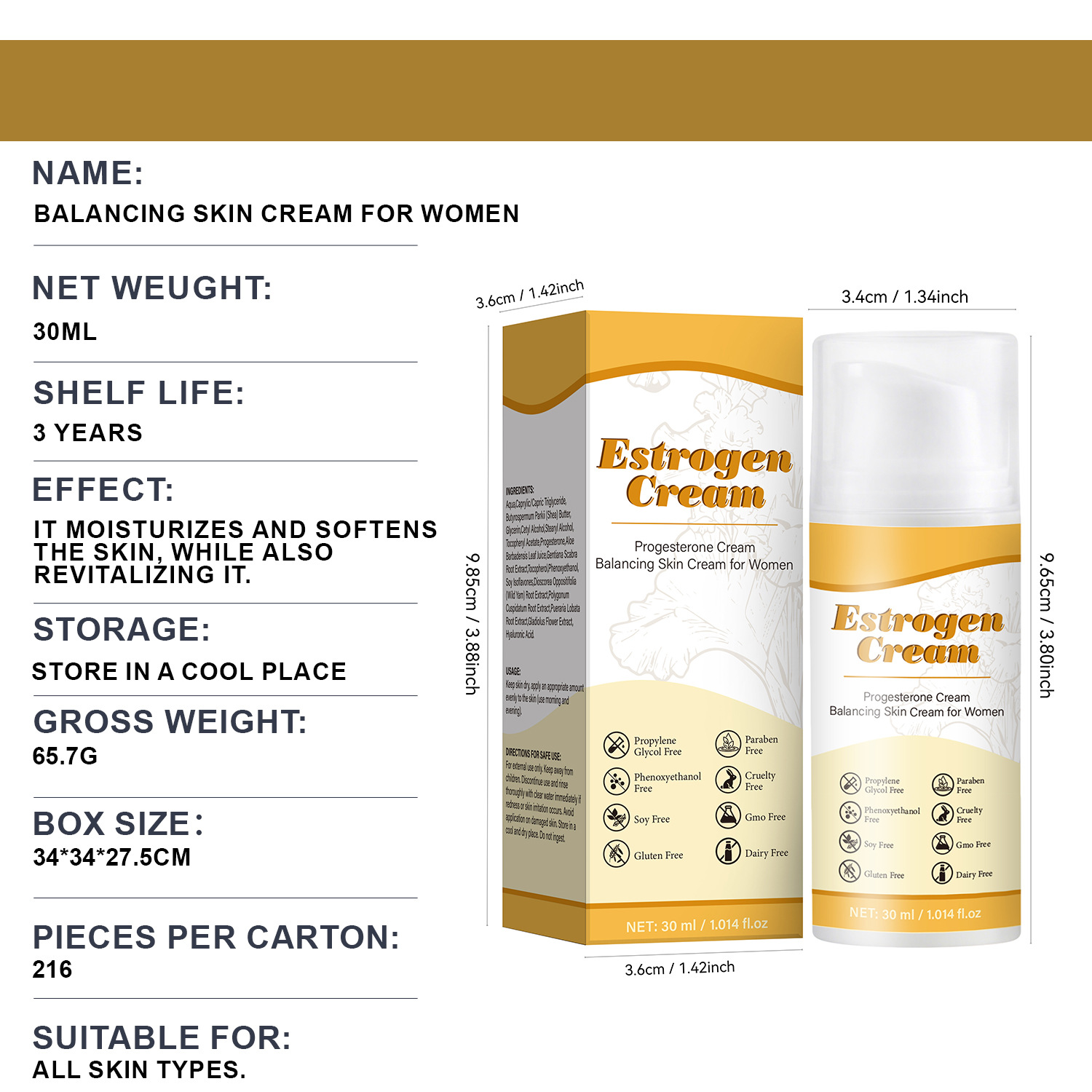 Balancing Face Cream Moisturizing Nourishing Softening For Daily Hydrating Skin Care